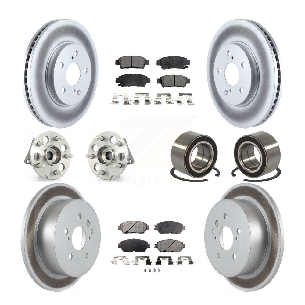 Hub Bearing Coated Brake Rotor & Pad Front Rear Kit (10Pc) For Toyota Sienna AWD