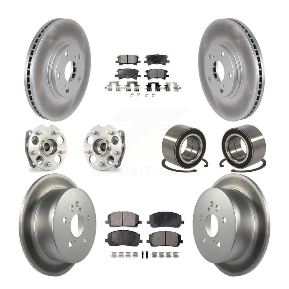 Hub Bearing Coated Brake Rotor & Pad Front Rear Kit (10Pc) For Toyota Highlander