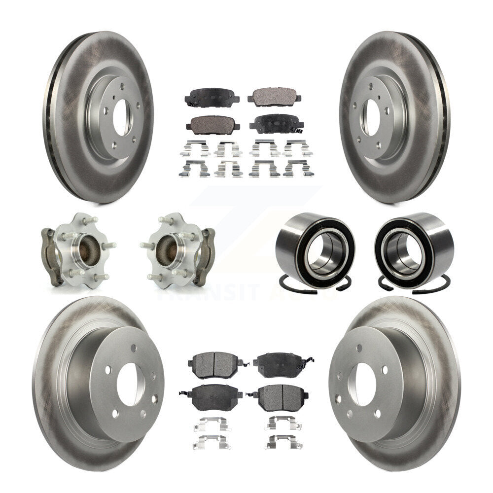 Hub Bearing Coat Brake Rotor Pads Front Rear Kit (10Pc) For Nissan Altima Maxima