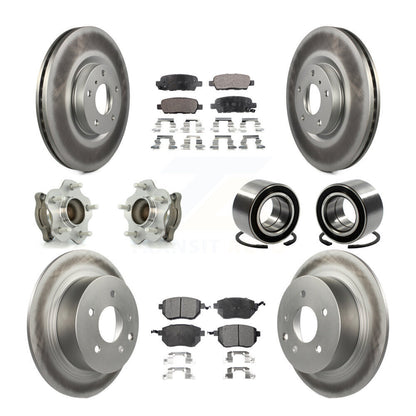 Hub Bearing Coat Brake Rotor Pads Front Rear Kit (10Pc) For Nissan Altima Maxima