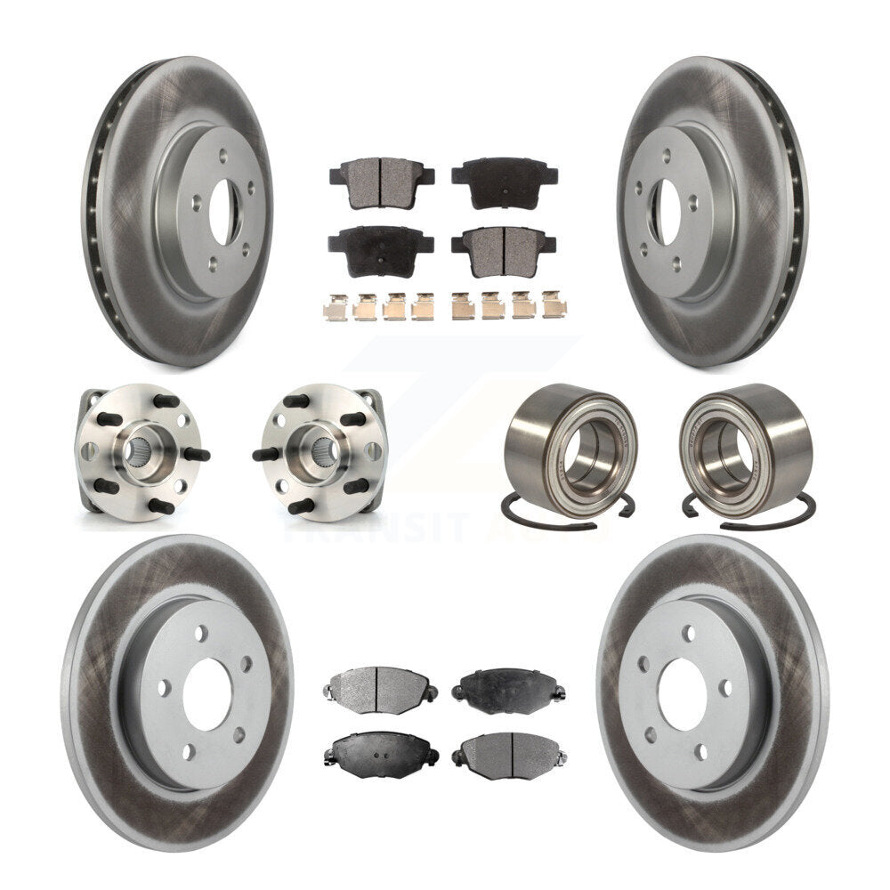 Hub Bearing Coated Disc Brake Rotor Pads Front Rear Kit (10Pc) For Jaguar X-Type