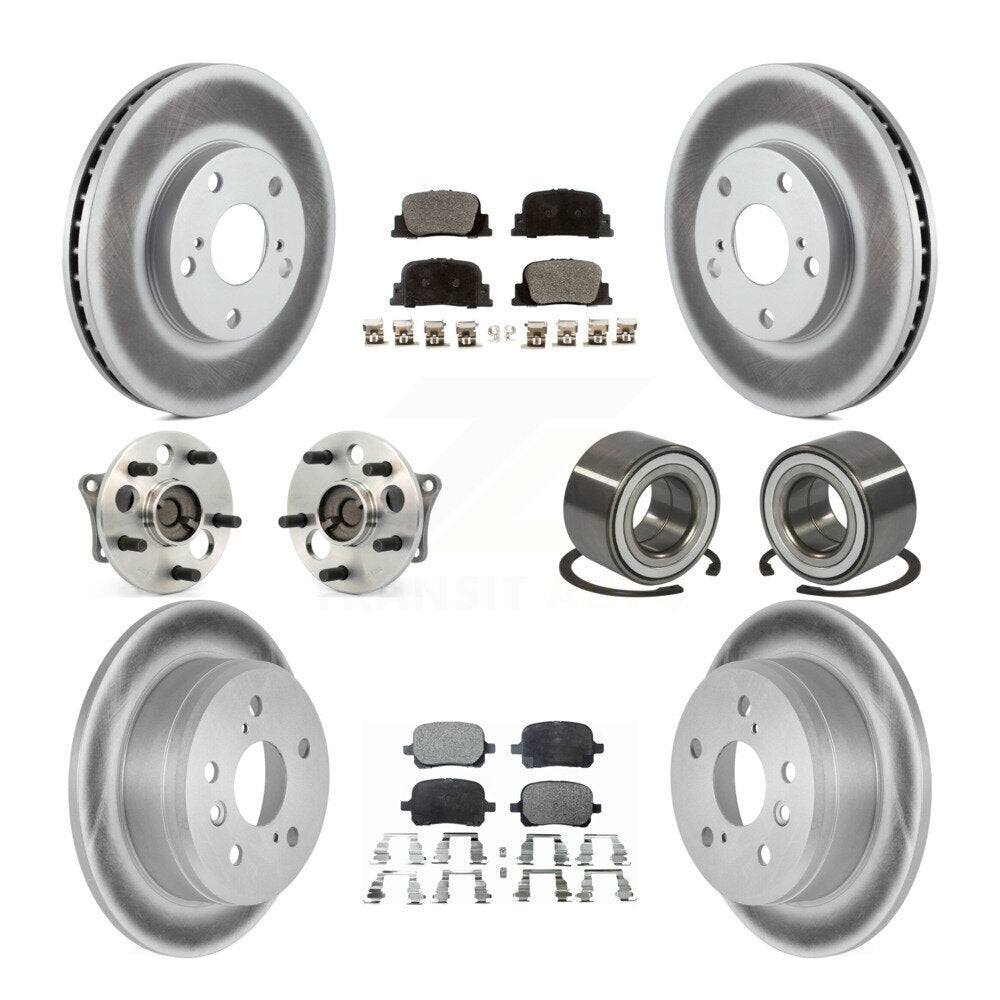 Hub Bearing Coated Brake Rotor Pads Front Rear Kit (10Pc) For Toyota Camry Lexus
