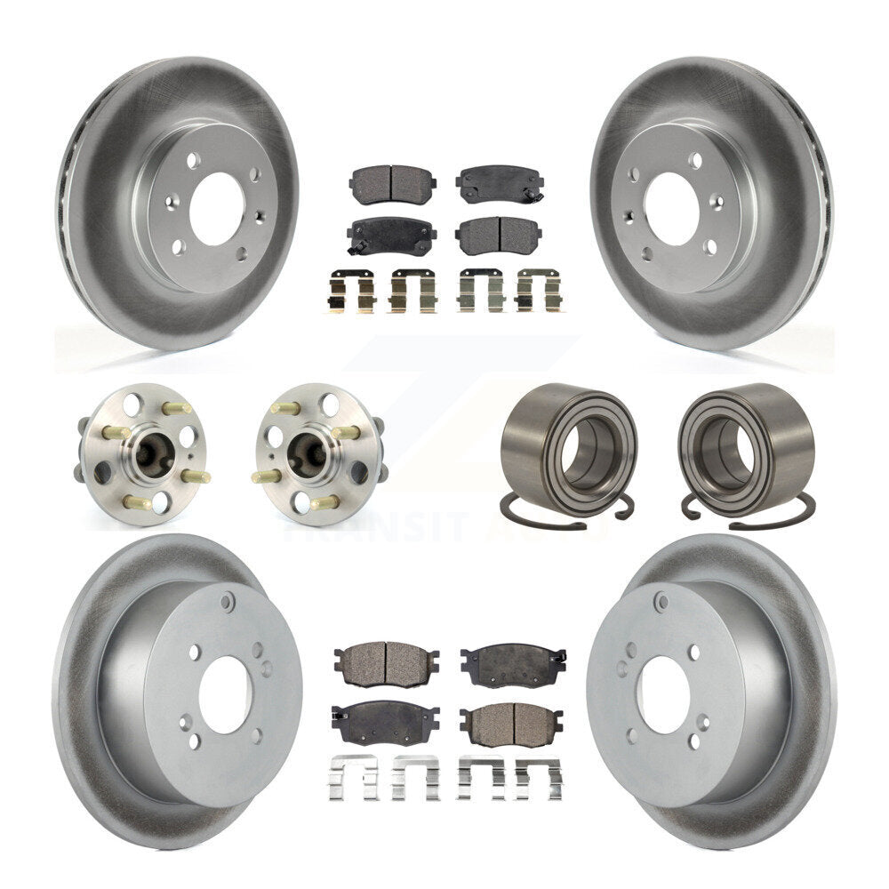 Hub Bearing Coated Brake Rotor Pads Front Rear Kit (10Pc) For Hyundai Accent Kia