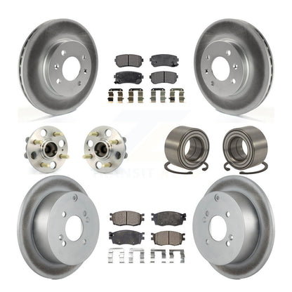 Hub Bearing Coated Brake Rotor Pads Front Rear Kit (10Pc) For Hyundai Accent Kia