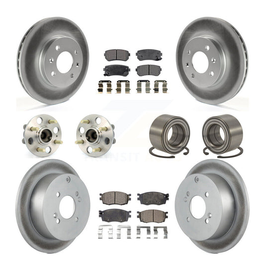Hub Bearing Coated Brake Rotor Pads Front Rear Kit (10Pc) For Hyundai Accent Kia