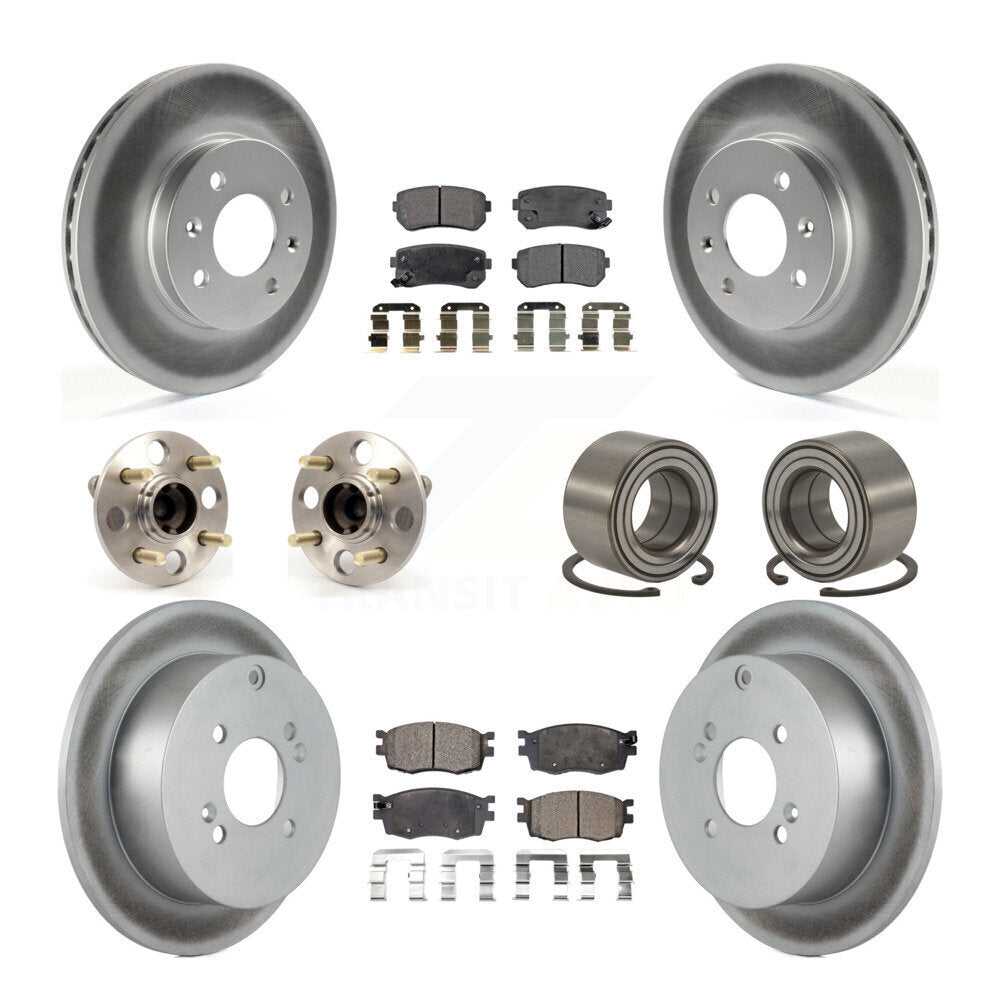 Hub Bearing Coated Brake Rotor Pads Front Rear Kit (10Pc) For Hyundai Accent Kia