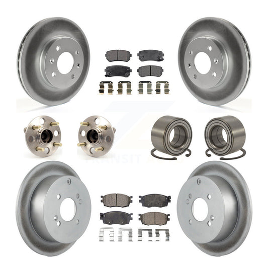 Hub Bearing Coated Brake Rotor Pads Front Rear Kit (10Pc) For Hyundai Accent Kia