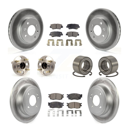 Hub Bearing Coated Disc Brake Rotor Pad Front Rear Kit (10Pc) For Hyundai Accent