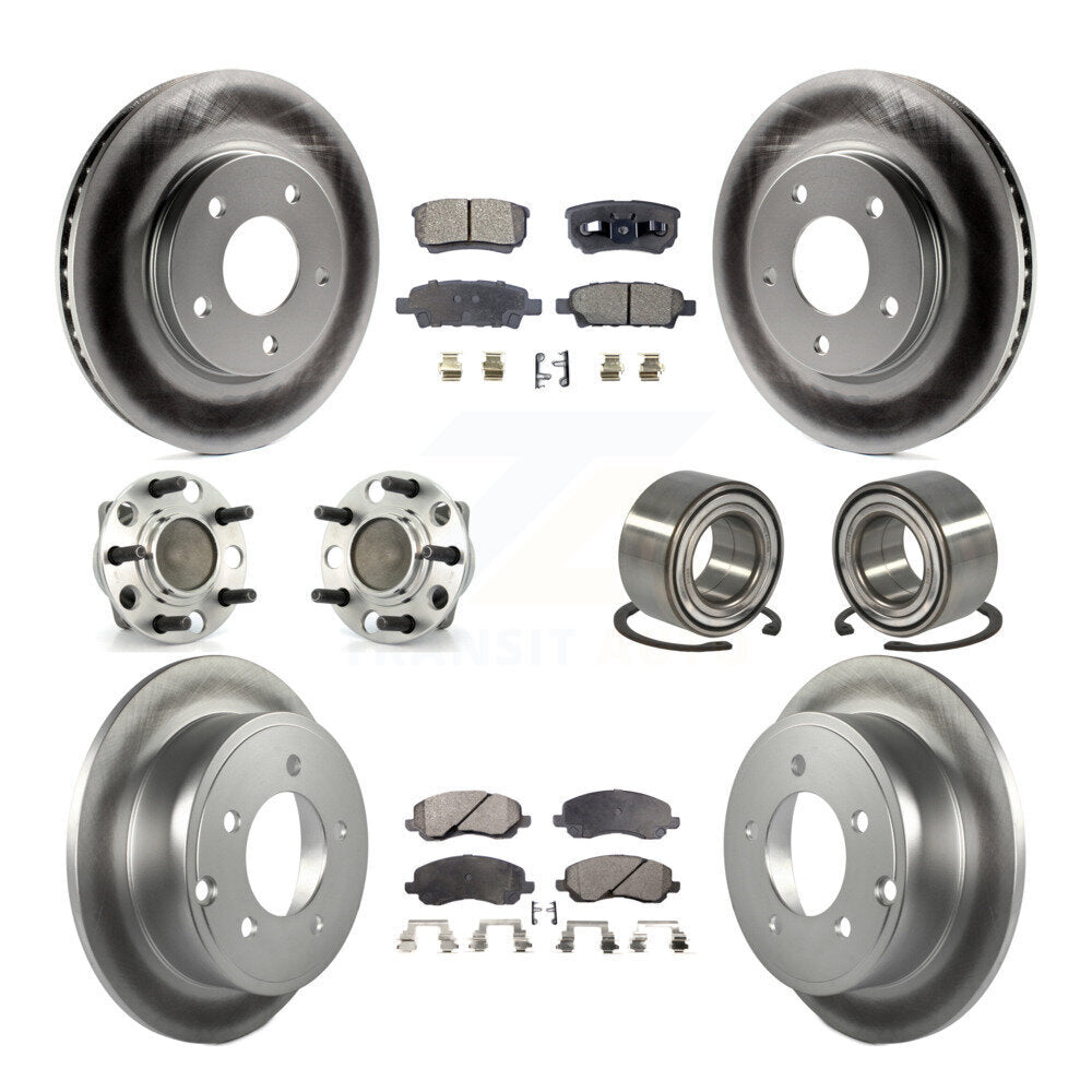Hub Bearing Coated Disc Brake Rotor Pads Front Rear Kit (10Pc) For Dodge Caliber