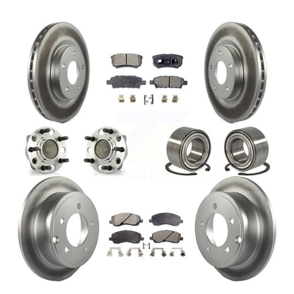 Hub Bearing Coated Disc Brake Rotor Pads Front Rear Kit (10Pc) For Dodge Caliber
