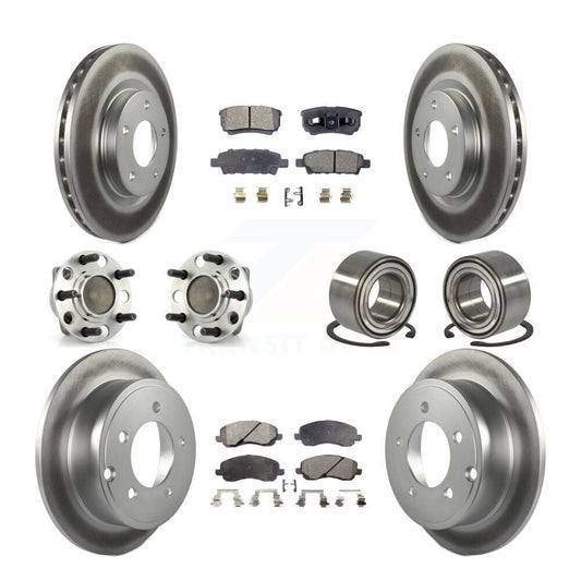 Hub Bearing Coated Disc Brake Rotor Pads Front Rear Kit (10Pc) For Dodge Caliber