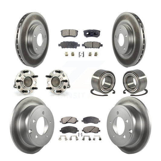 Hub Bearing Coat Brake Rotor Pads Front Rear Kit (10Pc) For Jeep Patriot Compass