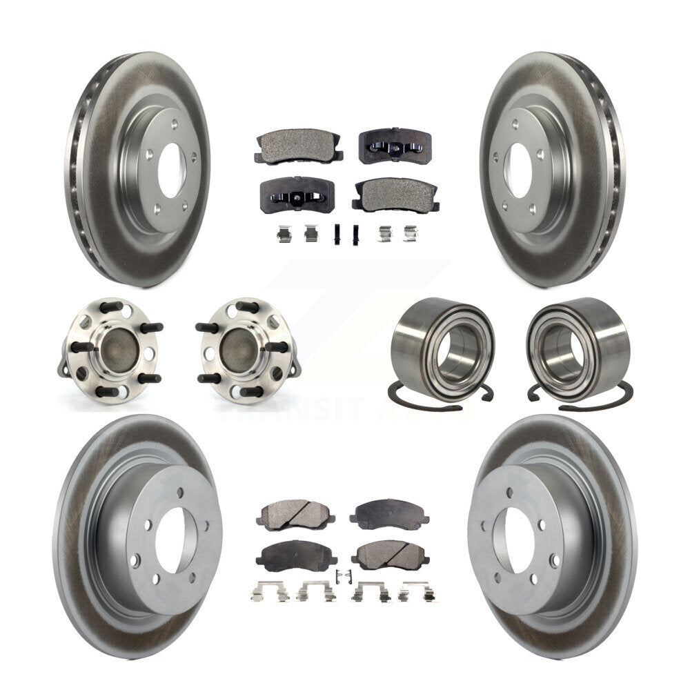 Hub Bearing Coat Brake Rotor Pads Front Rear Kit (10Pc) For Jeep Patriot Compass