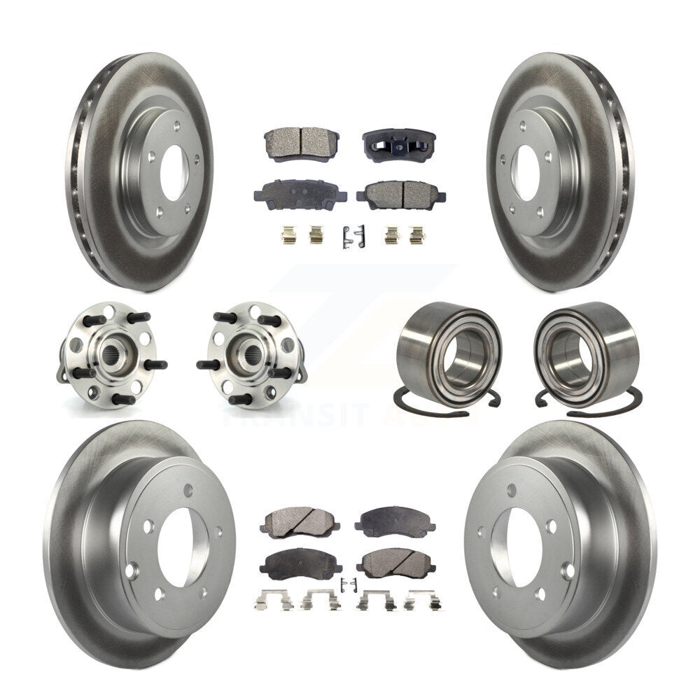Hub Bearing Coat Brake Rotor Pads Front Rear Kit (10Pc) For Jeep Patriot Compass