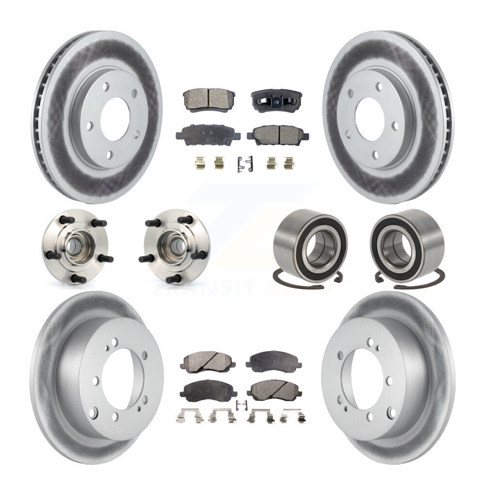 Hub Bearing Coated Brake Rotor & Pad Front Rear Kit (10Pc) For Mitsubishi Lancer