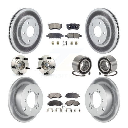 Hub Bearing Coated Brake Rotor & Pad Front Rear Kit (10Pc) For Mitsubishi Lancer