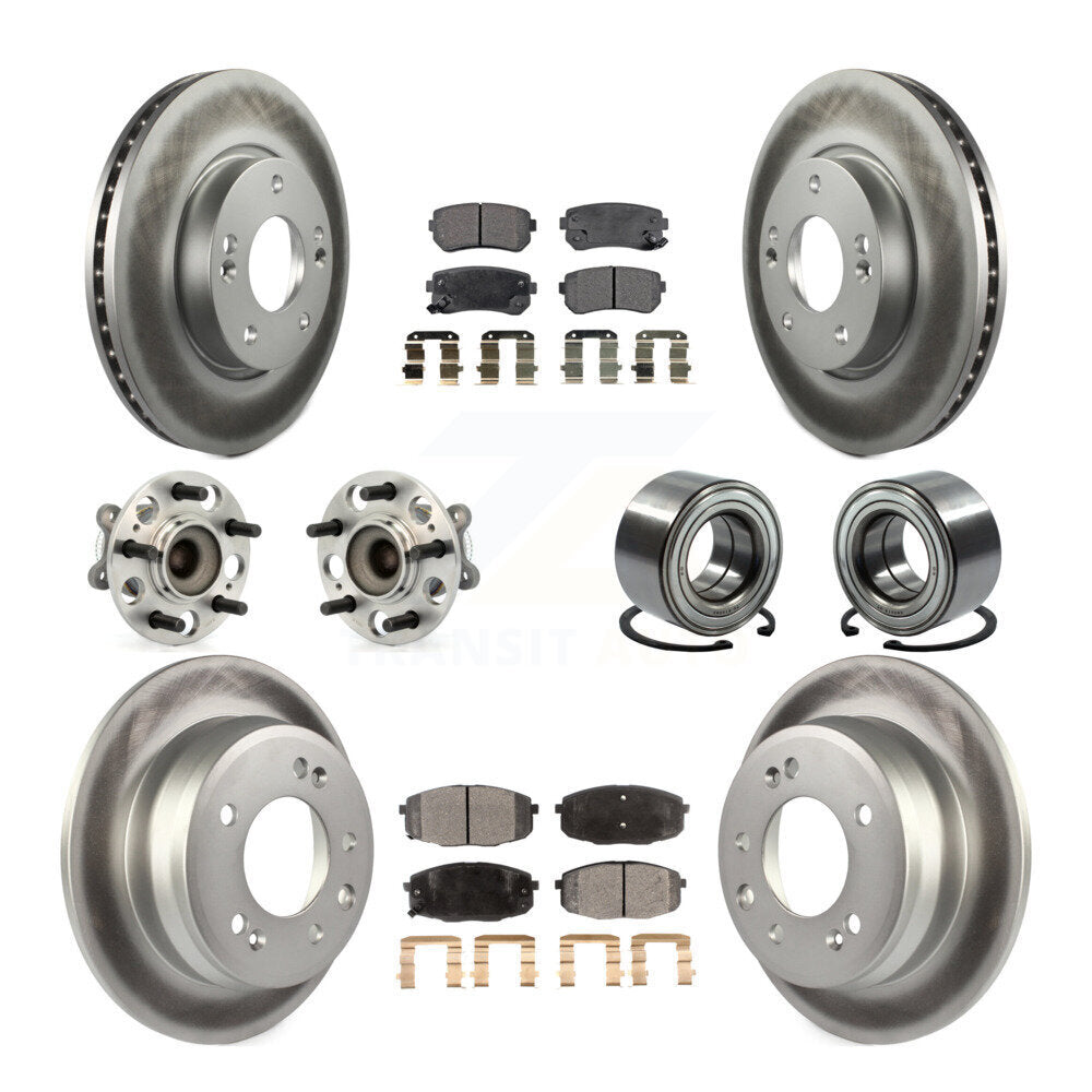 Hub Bearing Coated Brake Rotor And Pad Front Rear Kit (10Pc) For Hyundai Elantra