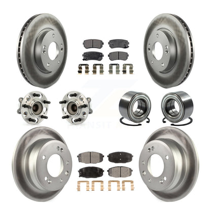 Hub Bearing Coated Brake Rotor And Pad Front Rear Kit (10Pc) For Hyundai Elantra