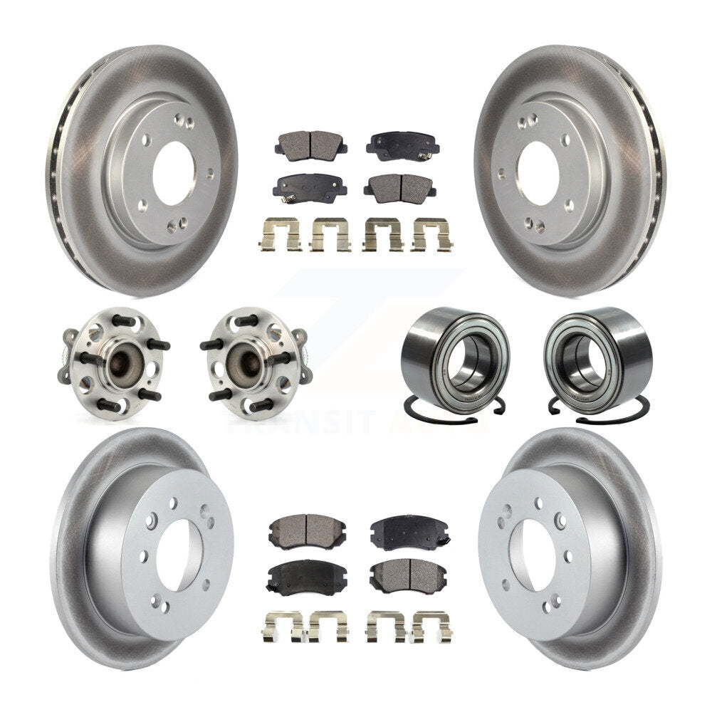 Hub Bearing Coated Brake Rotor And Pad Front Rear Kit (10Pc) For Hyundai Elantra