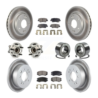 Hub Bearing Coated Brake Rotor And Pad Front Rear Kit (10Pc) For Hyundai Elantra