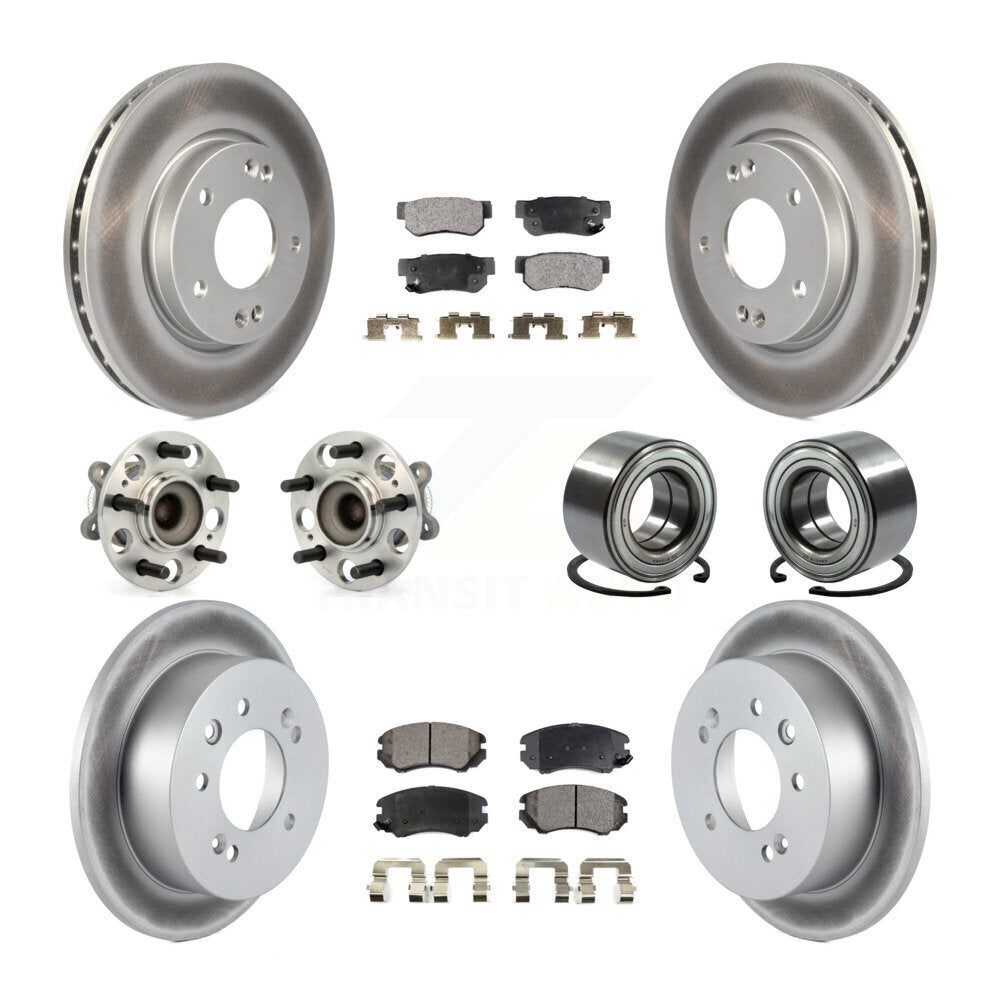 Hub Bearing Coated Brake Rotor And Pad Front Rear Kit (10Pc) For Hyundai Elantra