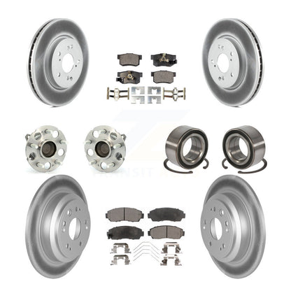 Hub Bearing Coated Brake Rotor Pad Front Rear Kit (10Pc) For Honda Crosstour FWD