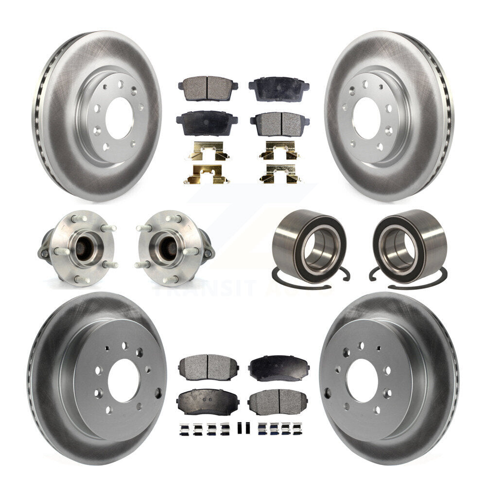 Hub Bearing Coat Brake Rotor Pads Front Rear Kit (10Pc) For 07-12 Mazda CX-7 FWD