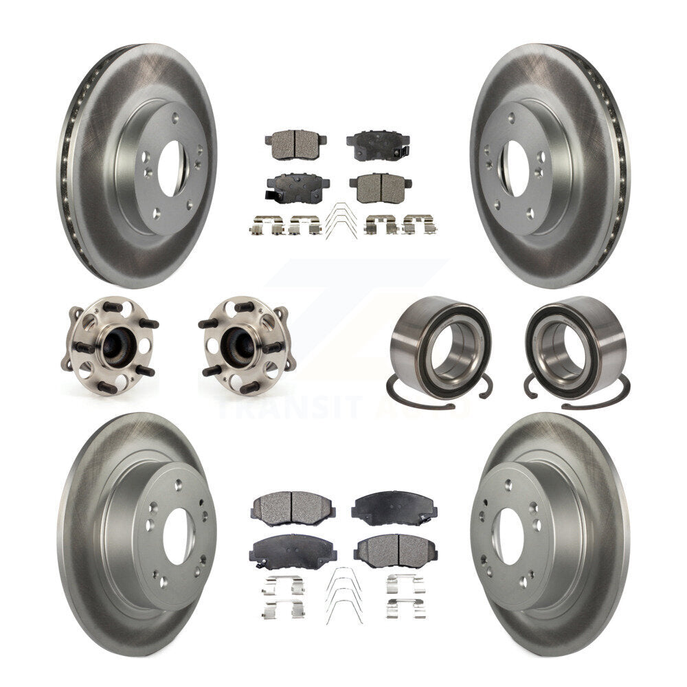 Hub Bearing Coated Disc Brake Rotor & Pad Front Rear Kit (10Pc) For Honda Accord