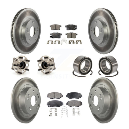 Hub Bearing Coated Disc Brake Rotor & Pad Front Rear Kit (10Pc) For Honda Accord
