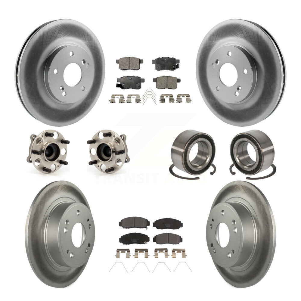 Hub Bearing Coated Brake Rotor Pads Front Rear Kit (10Pc) For Honda Accord Acura