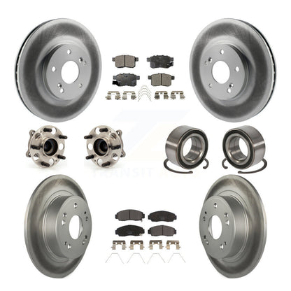 Hub Bearing Coated Brake Rotor Pads Front Rear Kit (10Pc) For Honda Accord Acura