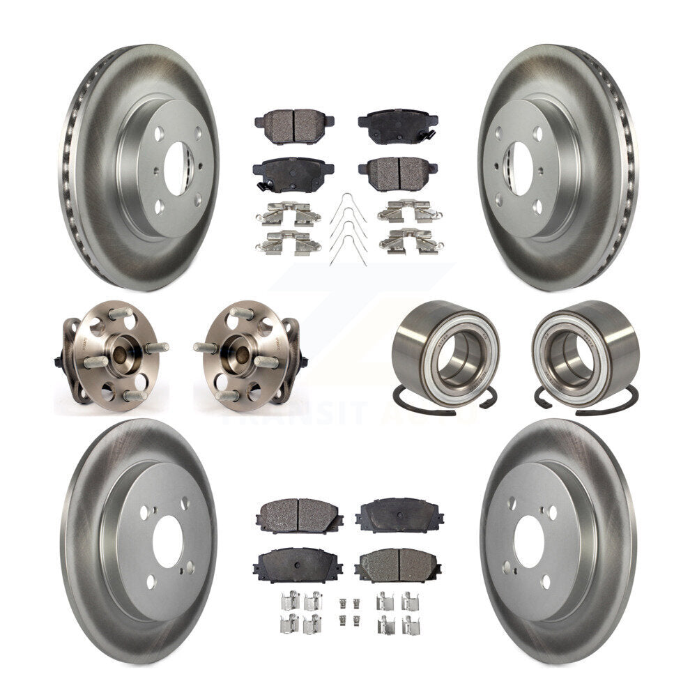 Hub Bearing Coated Disc Brake Rotor & Pad Front Rear Kit (10Pc) For Toyota Yaris
