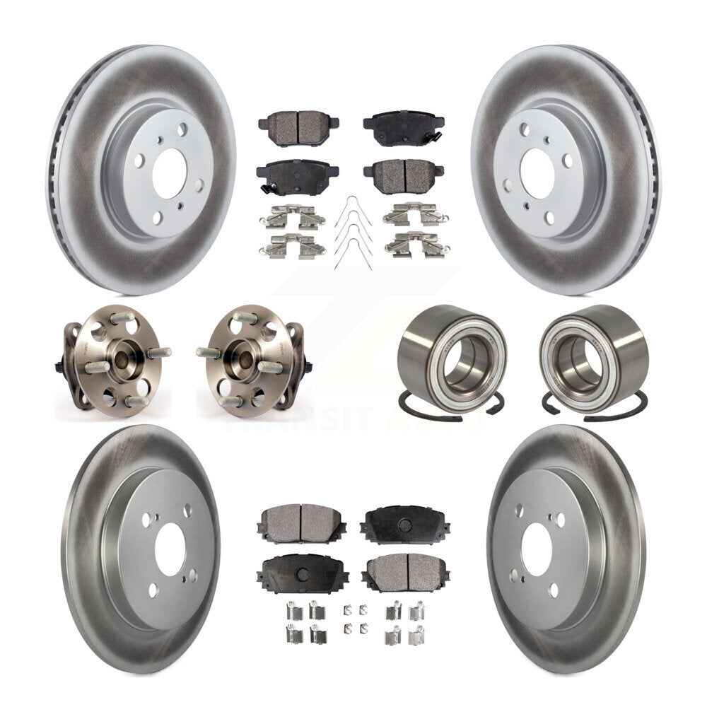 Hub Bearing Coated Disc Brake Rotor & Pad Front Rear Kit (10Pc) For Toyota Yaris