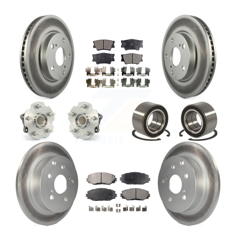 Hub Bearing Coated Brake Rotor & Pad Front Rear Kit (10Pc) For 2010 Lexus HS250h