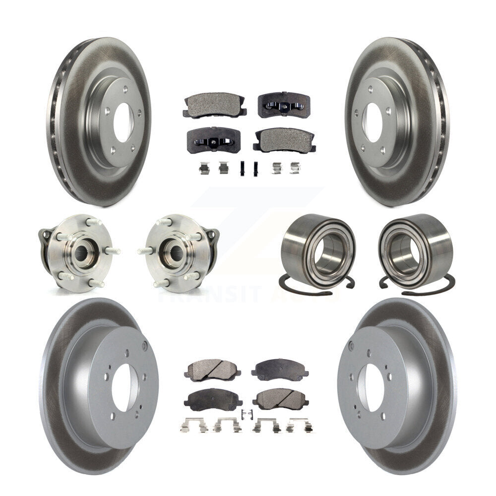 Hub Bearing Coat Brake Rotor Pads Front Rear Kit (10Pc) For Mitsubishi Outlander