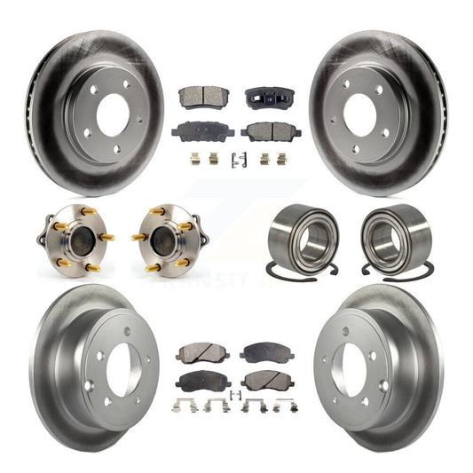 Hub Bearing Coated Brake Rotor & Pad Front Rear Kit (10Pc) For Mitsubishi Lancer