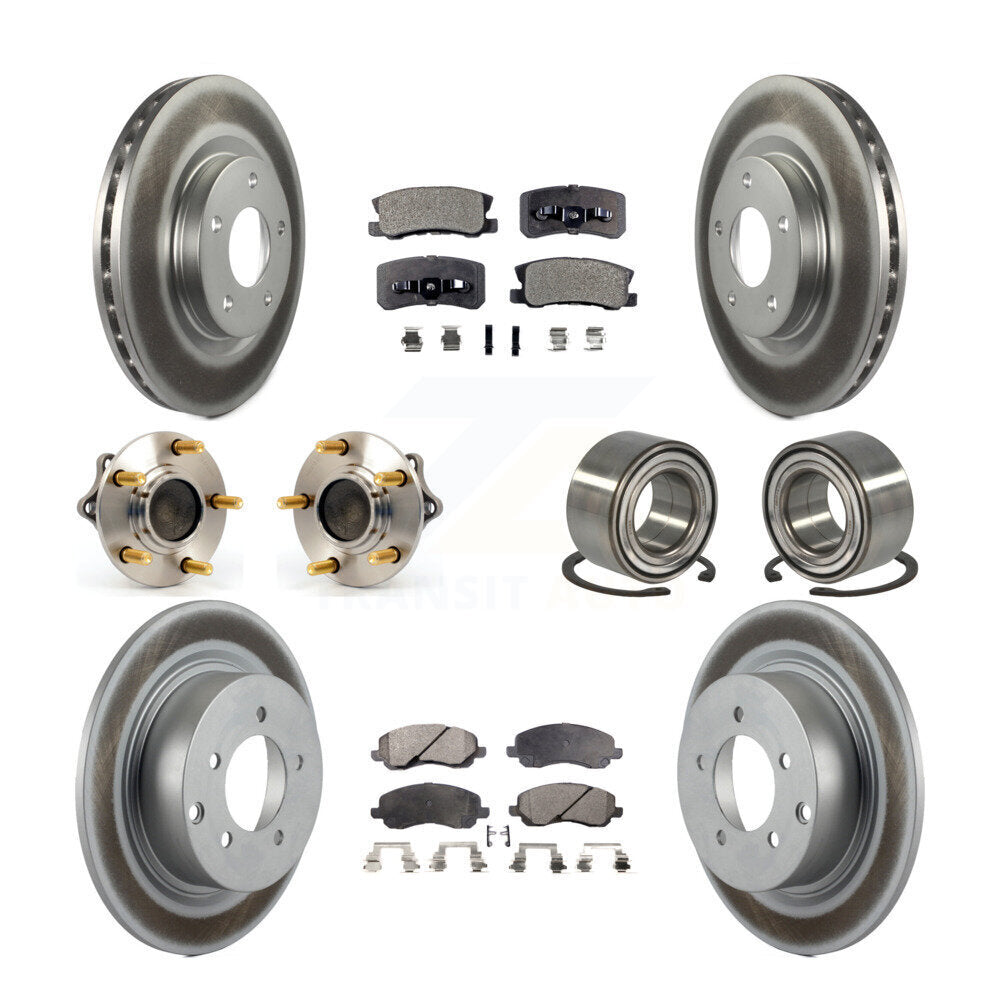 Hub Bearing Coated Brake Rotor & Pad Front Rear Kit (10Pc) For Mitsubishi Lancer