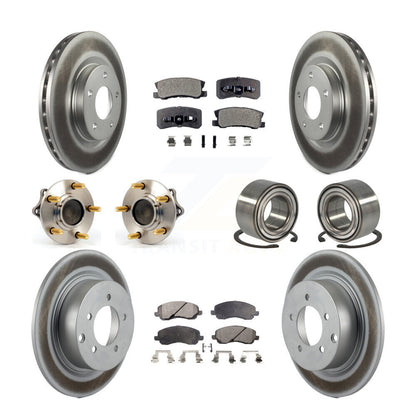 Hub Bearing Coated Brake Rotor & Pad Front Rear Kit (10Pc) For Mitsubishi Lancer