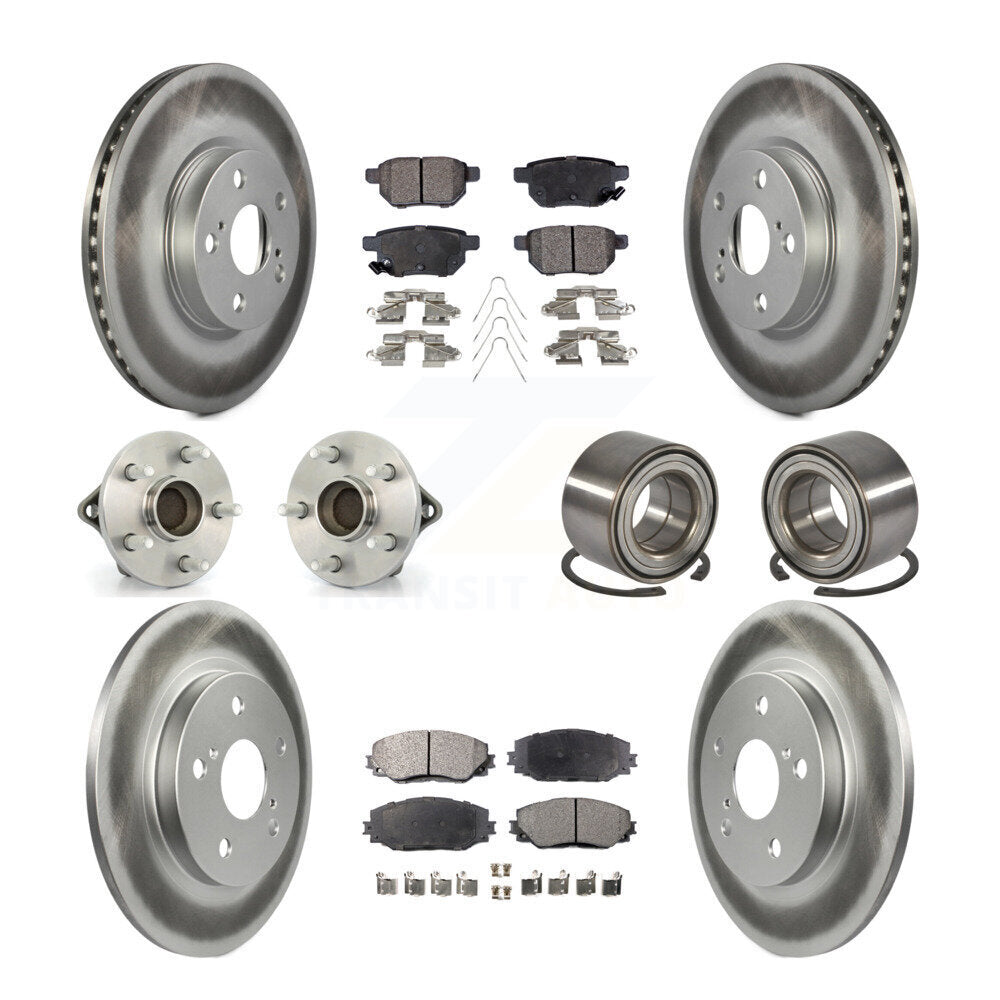 Hub Bearing Coated Disc Brake Rotor Pads Front Rear Kit (10Pc) For Toyota Matrix