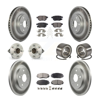 Hub Bearing Coated Disc Brake Rotor Pads Front Rear Kit (10Pc) For Toyota Matrix