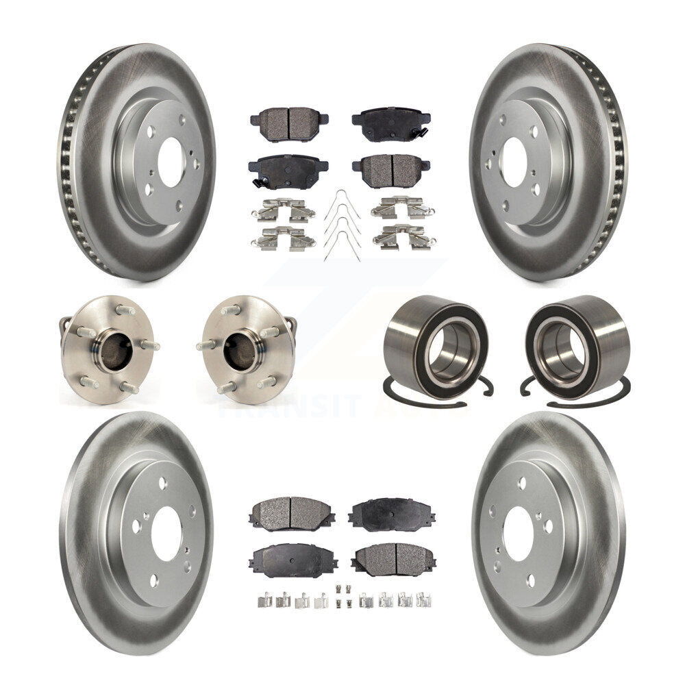 Hub Bearing Coated Disc Brake Rotor Pads Front Rear Kit (10Pc) For Toyota Matrix