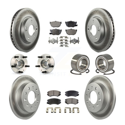 Hub Bearing Coated Brake Rotor And Pad Front Rear Kit (10Pc) For Hyundai Tiburon