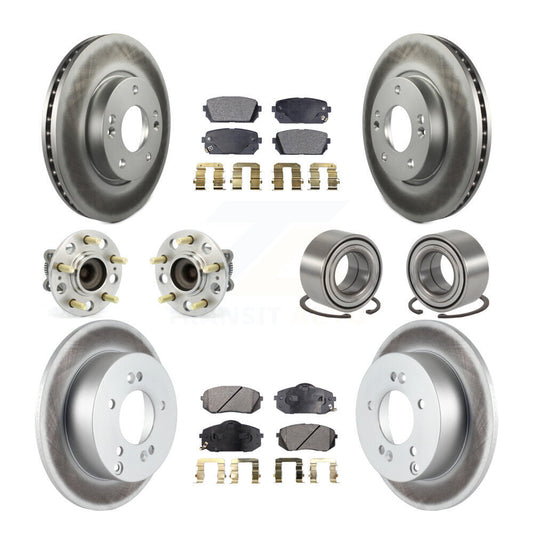Hub Bearing Coated Brake Rotor Pad Front Rear Kit (10Pc) For 2010-2012 Kia Rondo
