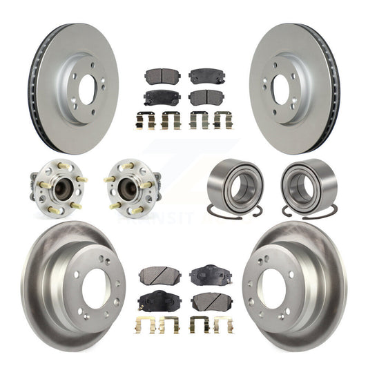 Hub Bearing Coated Brake Rotor Pads Front Rear Kit (10Pc) For Hyundai Tucson Kia