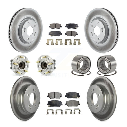 Hub Bearing Coated Brake Rotor And Pad Front Rear Kit (10Pc) For Kia Optima 2.0L