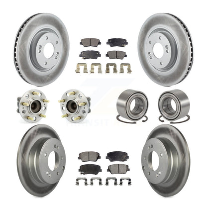 Hub Bearing Coated Disc Brake Rotor Pads Front Rear Kit (10Pc) For Hyundai Azera