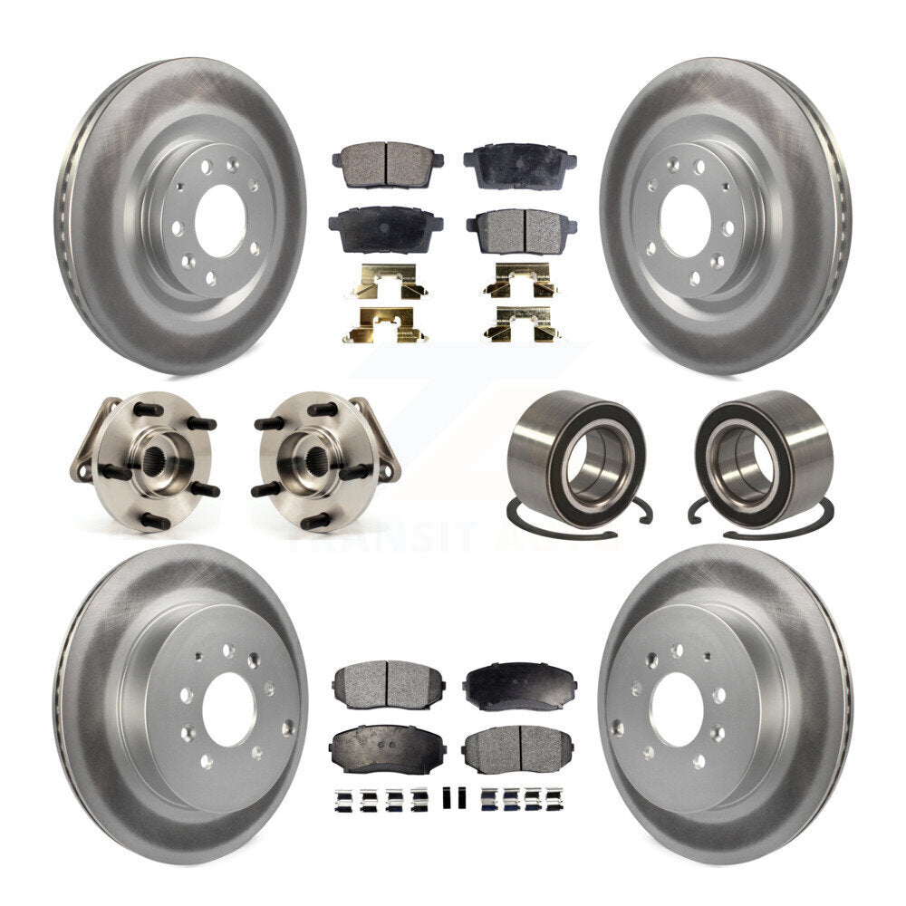 Hub Bearing Coat Brake Rotor Pads Front Rear Kit (10Pc) For 07-15 Mazda CX-9 AWD