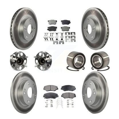 Hub Bearing Coated Disc Brake Rotor & Pads Front Rear Kit (10Pc) For Honda Civic