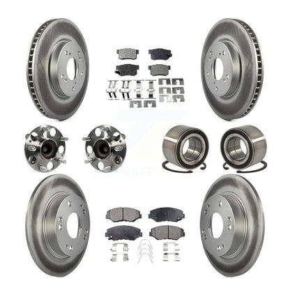 Hub Bearing Coated Disc Brake Rotor & Pads Front Rear Kit (10Pc) For Honda Civic