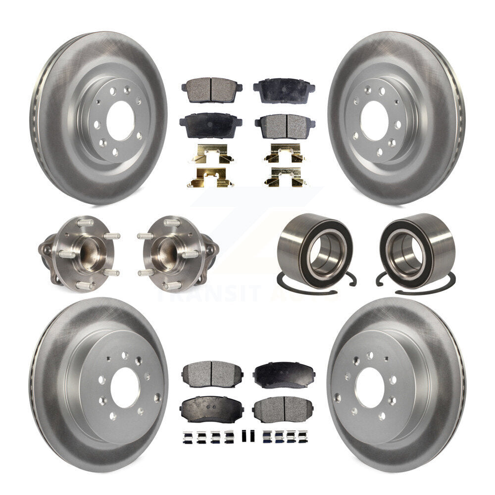 Hub Bearing Coat Brake Rotor Pads Front Rear Kit (10Pc) For 07-15 Mazda CX-9 FWD
